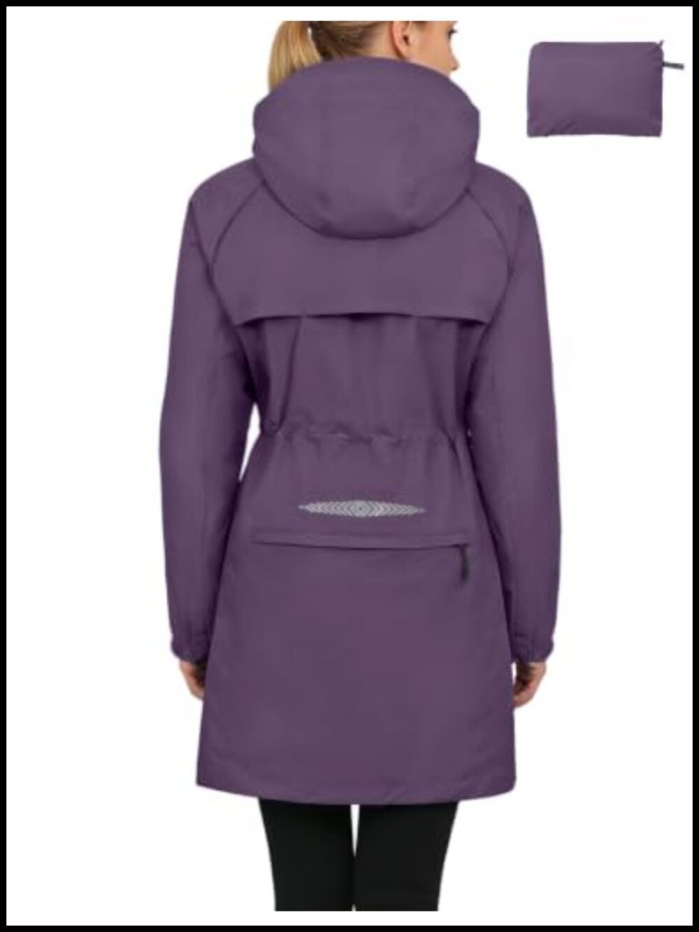 Packable Long Cycling Waterproof Rain Jacket Mesh Back